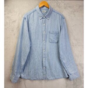 Faherty Tried & True Chambray Shirt Mens XL Linen Blend Long Sleeve Button Down